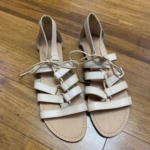 Old Navy Womens Beige Lace Up Gladiator‎ Strappy Flat Sandals Size 9 New Summer